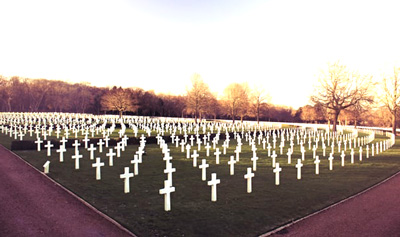 view of gravestone crosses